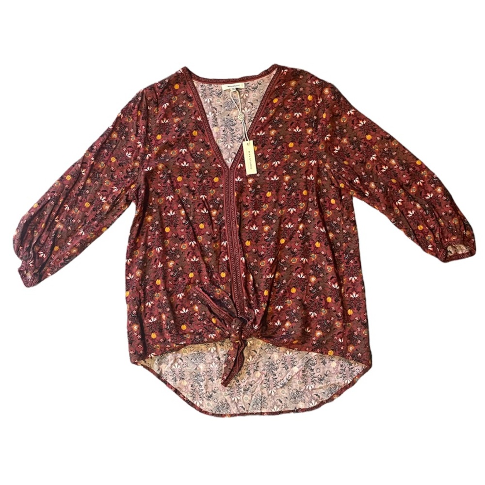 Max Studio Crepe Tie-Front Blouse